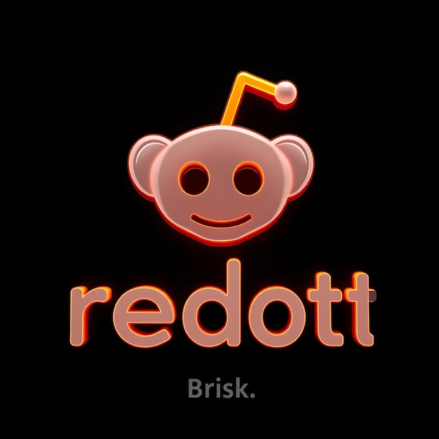 Logotipo de Reddit con renderización 3D Material de vidrio fantasmal Brillo sutil Esquema de colores naranja y blanco Aislado