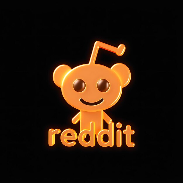 Logotipo de Reddit con renderización 3D Material de vidrio fantasmal Brillo sutil Esquema de colores naranja y blanco Aislado