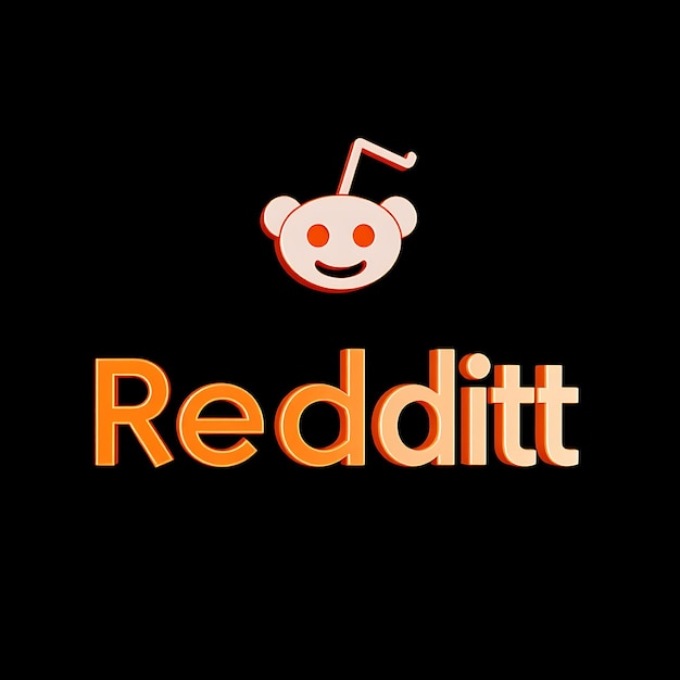 Logotipo de Reddit con renderización 3D Material de vidrio fantasmal Brillo sutil Esquema de colores naranja y blanco Aislado