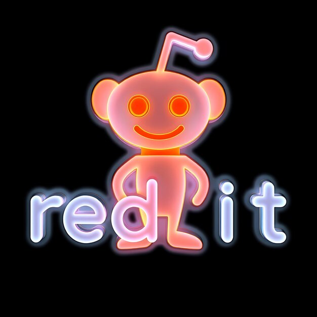 Logotipo de Reddit con renderización 3D Material de vidrio fantasmal Brillo sutil Esquema de colores naranja y blanco Aislado