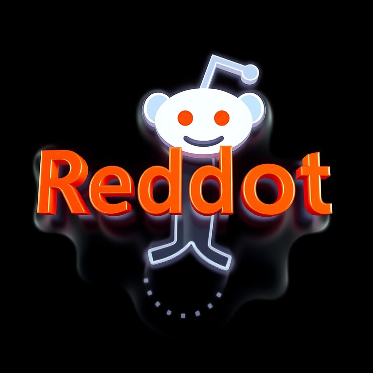 Foto logotipo de reddit con renderización 3d material de vidrio fantasmal brillo sutil esquema de colores naranja y blanco aislado