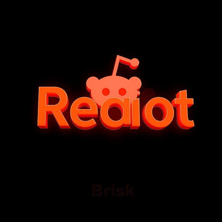 Foto logotipo de reddit con renderización 3d material de vidrio fantasmal brillo sutil esquema de colores naranja y blanco aislado