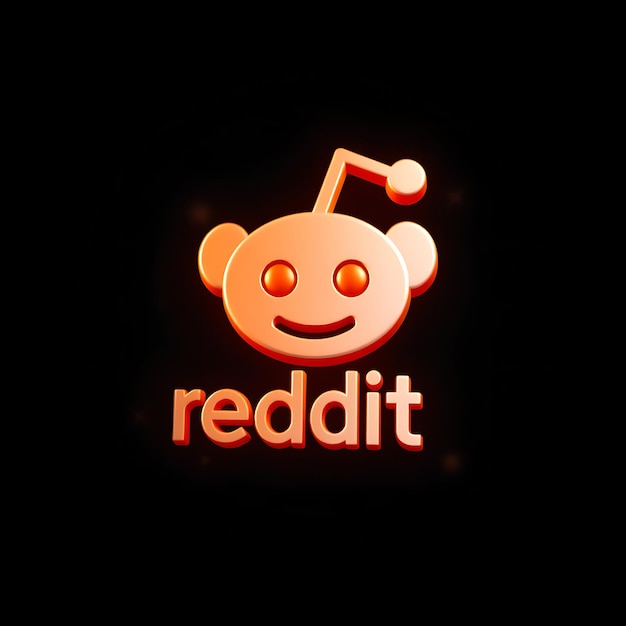 Logotipo de Reddit con renderizado 3D Material de vidrio mate Brillo sutil Esquema de colores naranja y blanco aislado