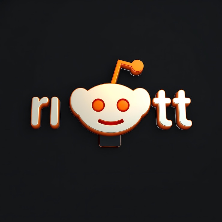 Foto logotipo de reddit con renderizado 3d material de vidrio mate brillo sutil esquema de colores naranja y blanco aislado