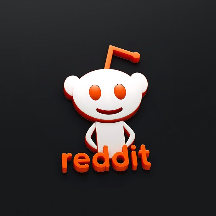 Foto logotipo de reddit con renderizado 3d material de vidrio mate brillo sutil esquema de colores naranja y blanco aislado