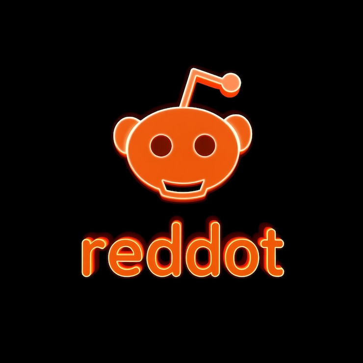 Foto logotipo de reddit con renderizado 3d material de vidrio mate brillo sutil esquema de colores naranja y blanco aislado