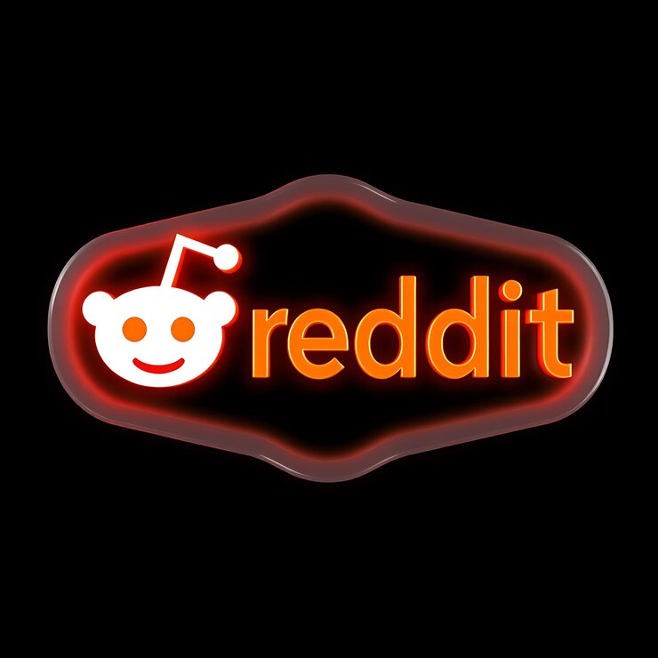 Foto logotipo de reddit con renderizado 3d material de vidrio mate brillo sutil esquema de colores naranja y blanco aislado