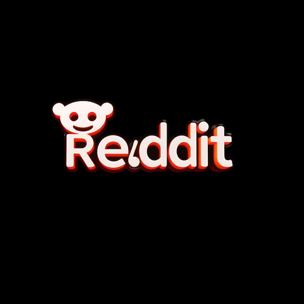 Logotipo de Reddit con renderizado 3D Material de vidrio opaco Brillo sutil Esquema de colores naranja y blanco aislado