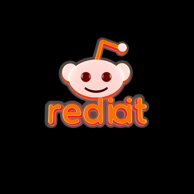 Logotipo de Reddit con renderizado 3D Material de vidrio opaco Brillo sutil Esquema de colores naranja y blanco aislado