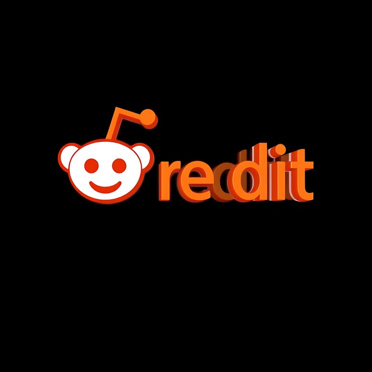 Foto logotipo de reddit con renderizado 3d material de vidrio opaco brillo sutil esquema de colores naranja y blanco aislado