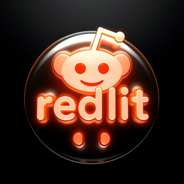Logotipo de Reddit con renderizado 3D Material de vidrio opaco Brillo sutil Esquema de colores naranja y blanco aislado
