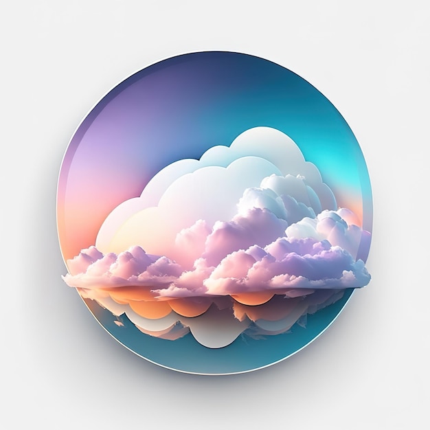 Foto logotipo redondo con nubes 3d en colores suaves ia generativa