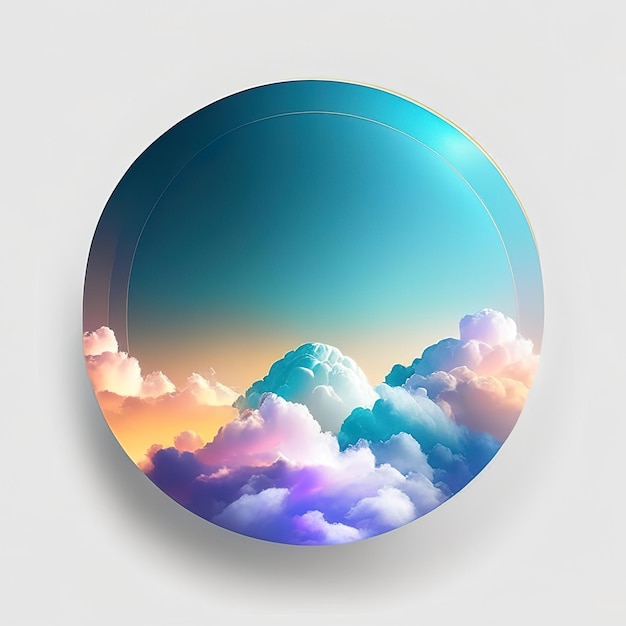 Logotipo redondo con nubes 3d en colores suaves IA generativa
