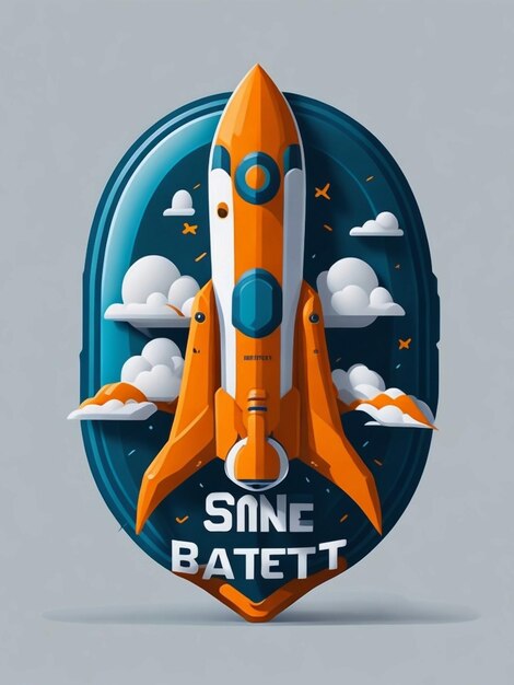 Foto logotipo redondo que inclui sms e foguete