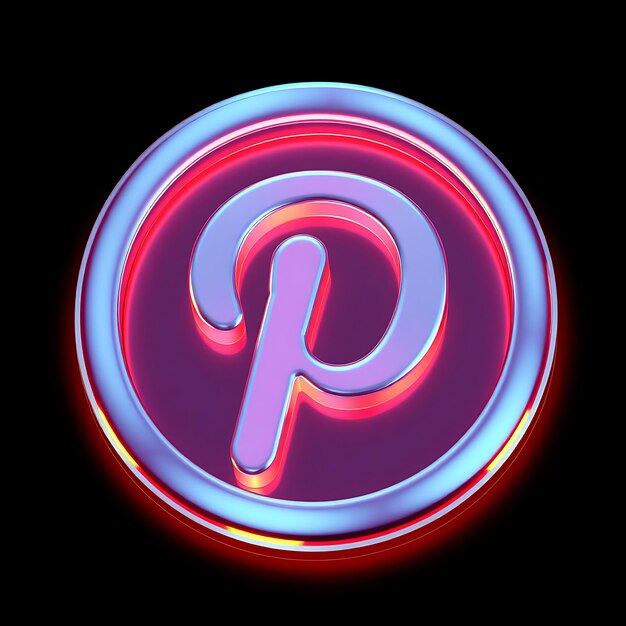 Logotipo con renderizado 3D Material holográfico brillo cálido Esquema de colores rojo y blanco aislado en Pinterest