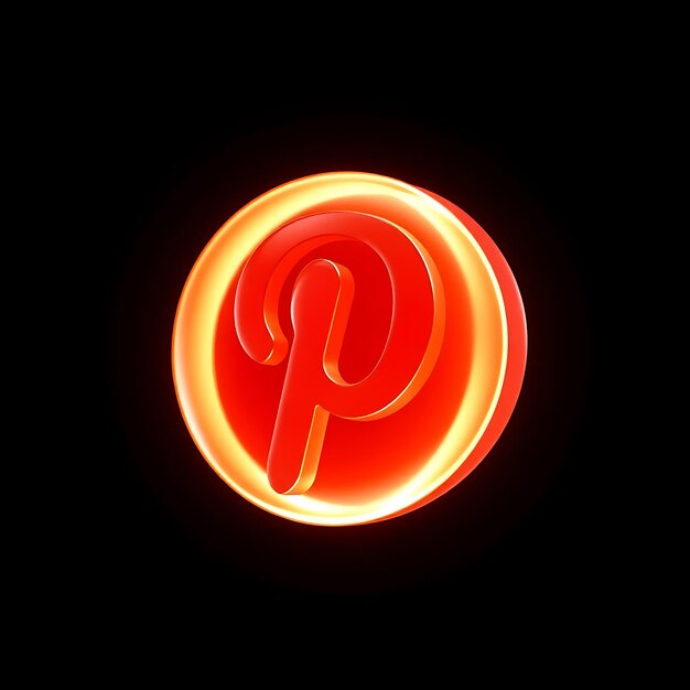 Logotipo con renderizado 3D Material de vidrio opaco Brillo cálido Esquema de colores rojo y blanco Aislado o Pinterest