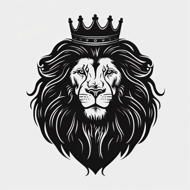Logotipo del rey león con corona ilustración de elemento simple minimalista IA generativa