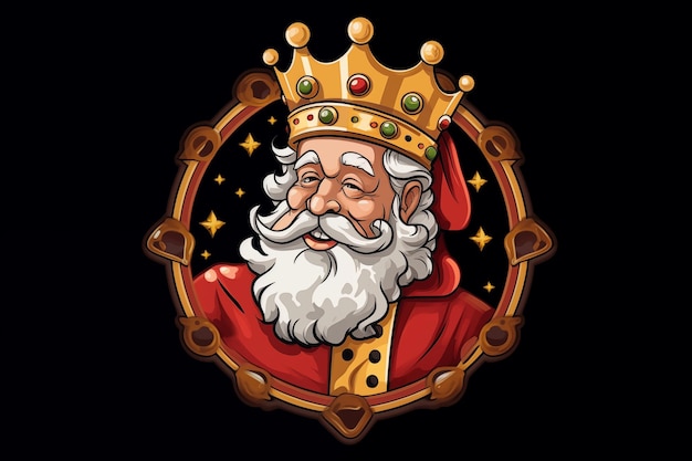 El logotipo del rey de la pizza de Papá Noel aislado sobre un fondo negro.