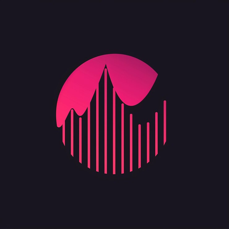 Foto un logotipo rosado con un punto blanco