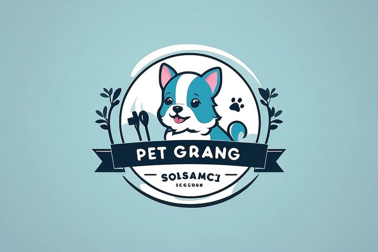 Foto el logotipo del salón de cuidado de mascotas