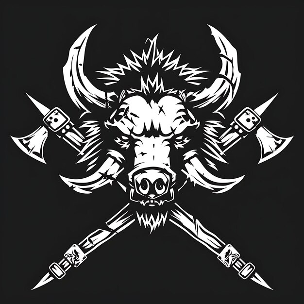 El logotipo del sello de la facción Valiant Boar con un jabalí cargando Complem Diseño creativo del logotipo del tatuaje