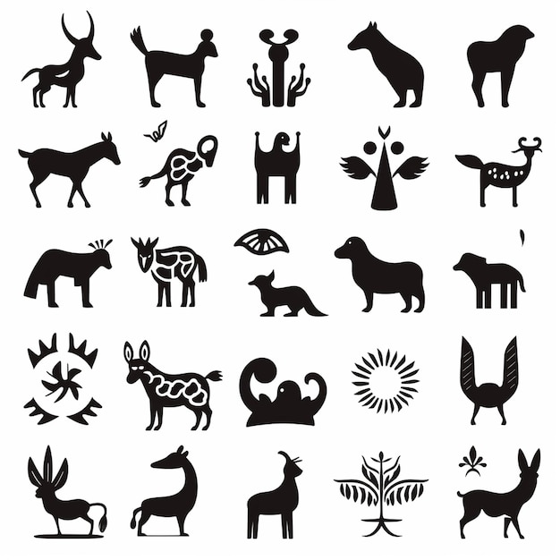 Foto un logotipo de silout de todos los animales