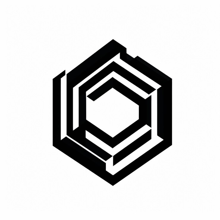 Foto logotipo de silueta geométrica abstracta minimalista sobre un fondo blanco