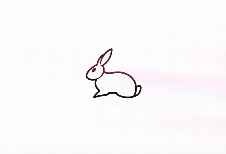 Foto logotipo simple de conejo con líneas negras sobre un fondo blanco