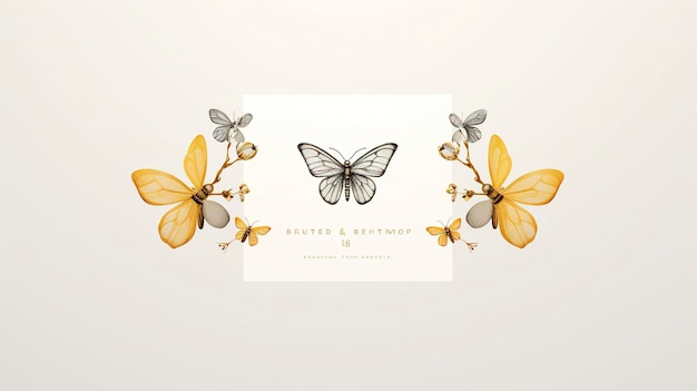 Logotipo simples de negócios abelhas flores borboletas