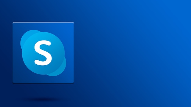 Foto logotipo de skype en plataforma 3d