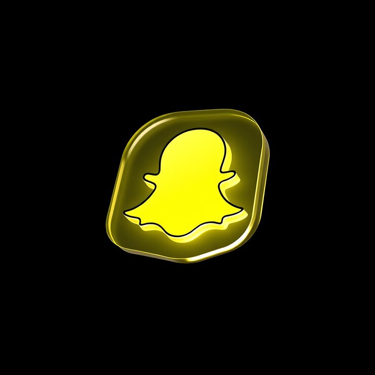Foto logotipo de snapchat con renderización 3d material de vidrio opaco brillo vibrante esquema de colores amarillo y blanco isola