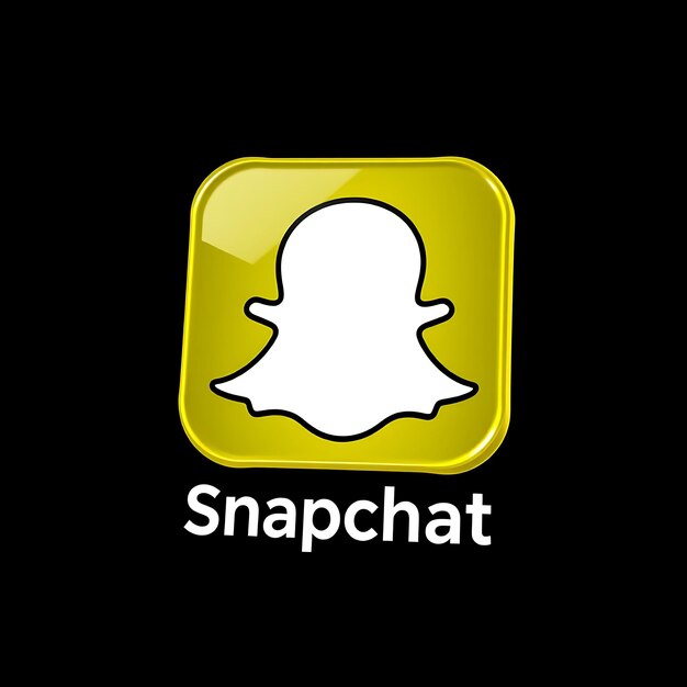 Logotipo de Snapchat con renderización 3D Material de vidrio opaco Brillo vibrante Esquema de colores amarillo y blanco Isola