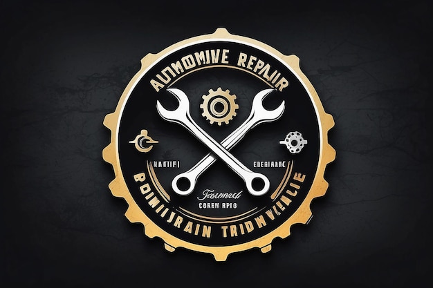 Foto el logotipo del taller de reparación de automóviles