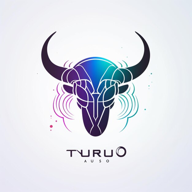 Foto logotipo de tauro esqueleto escrito a mano arco iris simple arte generado por ai