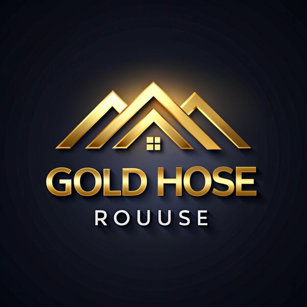 El logotipo del techo de la casa de oro 3D