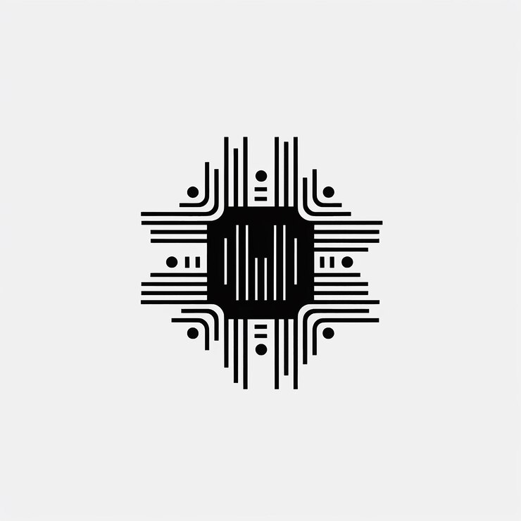 Foto logotipo tecnológico simple minimalismo en blanco y negro