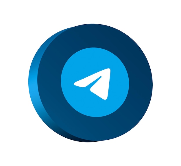 Logotipo de Telegram en el icono de botón redondo con fondo vacío 3d