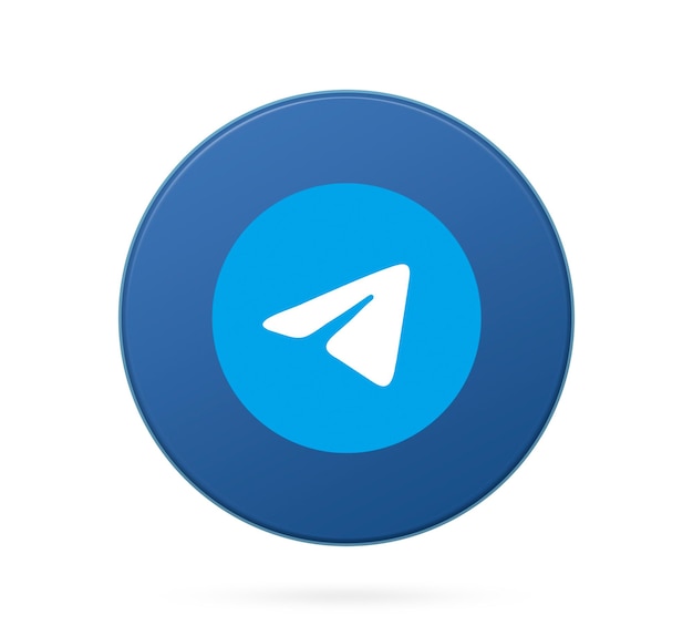 Logotipo de Telegram en el icono de botón redondo con fondo vacío 3d