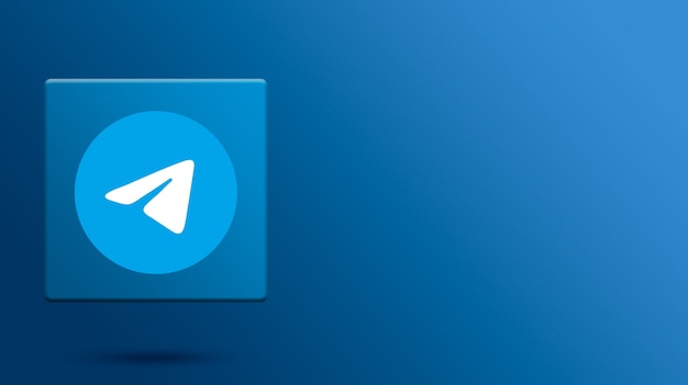 Logotipo de Telegram en plataforma 3d