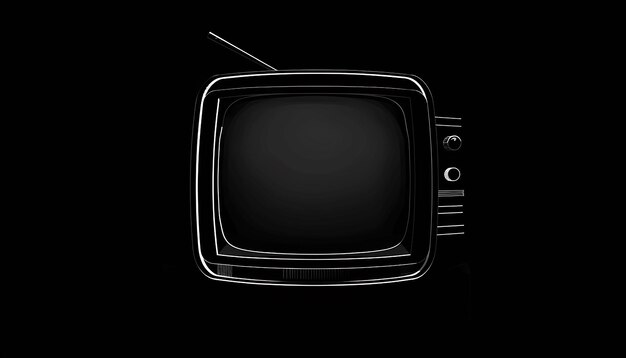 El logotipo de la televisión retro monocromática