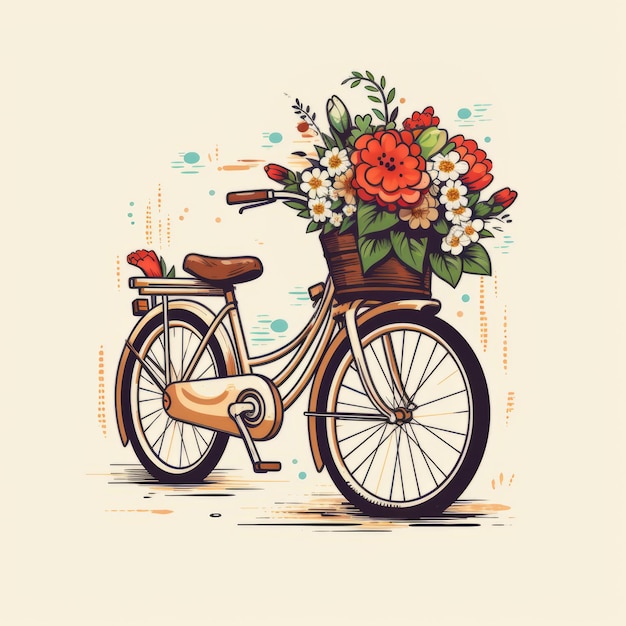 Foto el logotipo de la tienda de bicicletas vintage blooms retro con flores amarillas soleadas