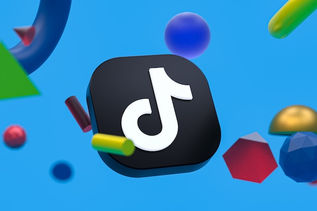 Logotipo de Tiktok con elementos geométricos.