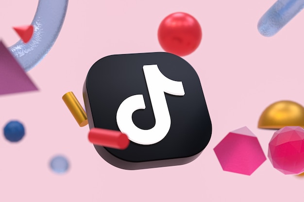 Foto logotipo de tiktok sobre fondo de geometría abstracta