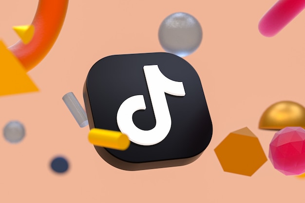 Foto logotipo de tiktok sobre fondo de geometría abstracta