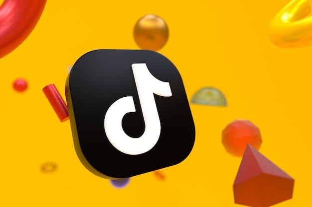 Logotipo de Tiktok sobre fondo de geometría abstracta