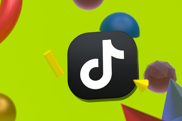 Logotipo de Tiktok sobre fondo de geometría abstracta