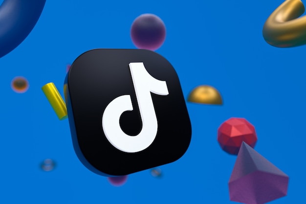 Logotipo de Tiktok sobre fondo de geometría abstracta