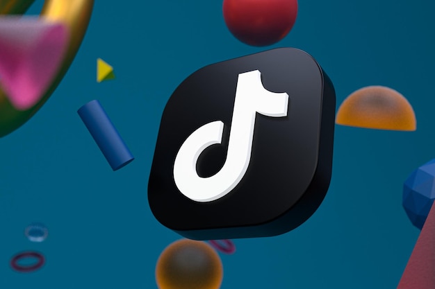 Logotipo de Tiktok sobre fondo de geometría abstracta