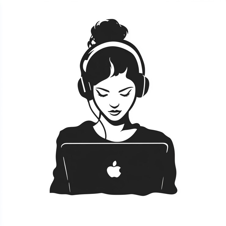 Foto logotipo de trabajo en línea de chicas