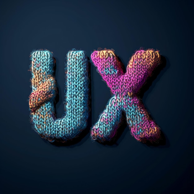 Foto logotipo de tres letras ux en estilo de punto